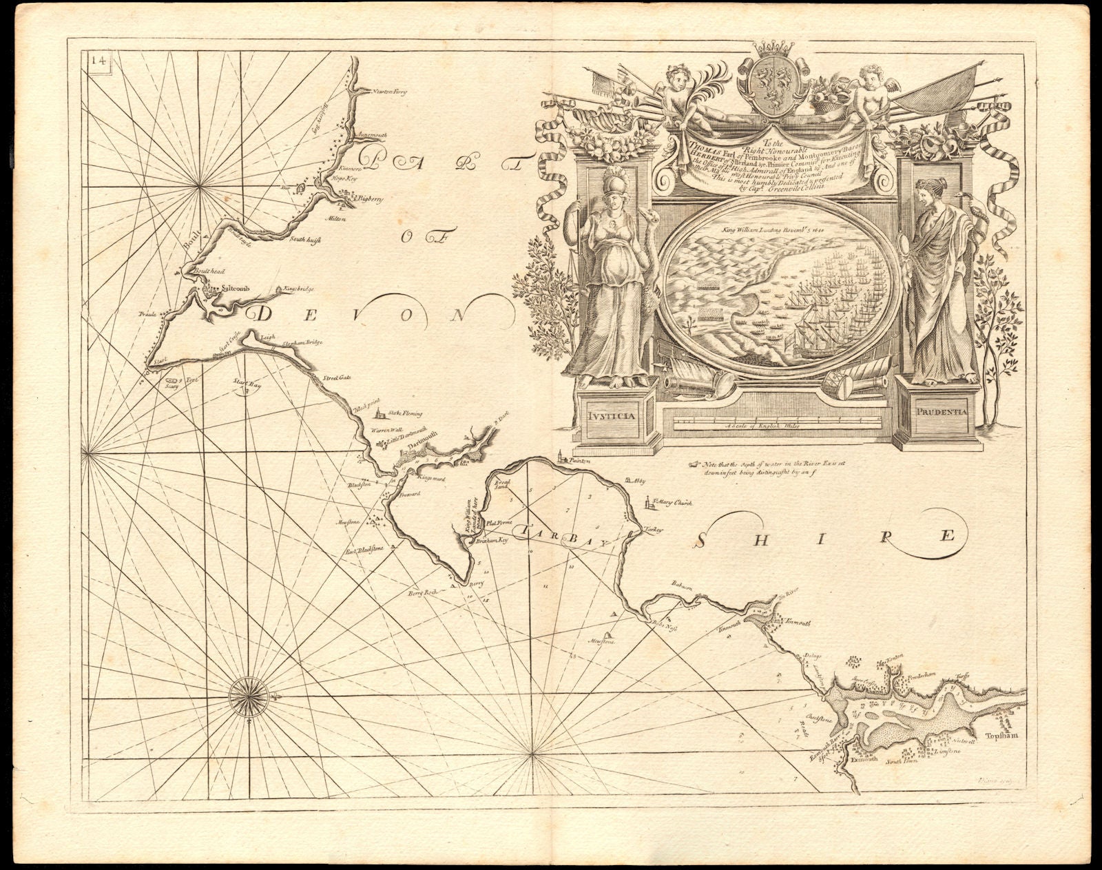 SOUTH DEVON RIVIERA sea coast chart. Salcombe Dartmouth Torbay COLLINS c1774 map